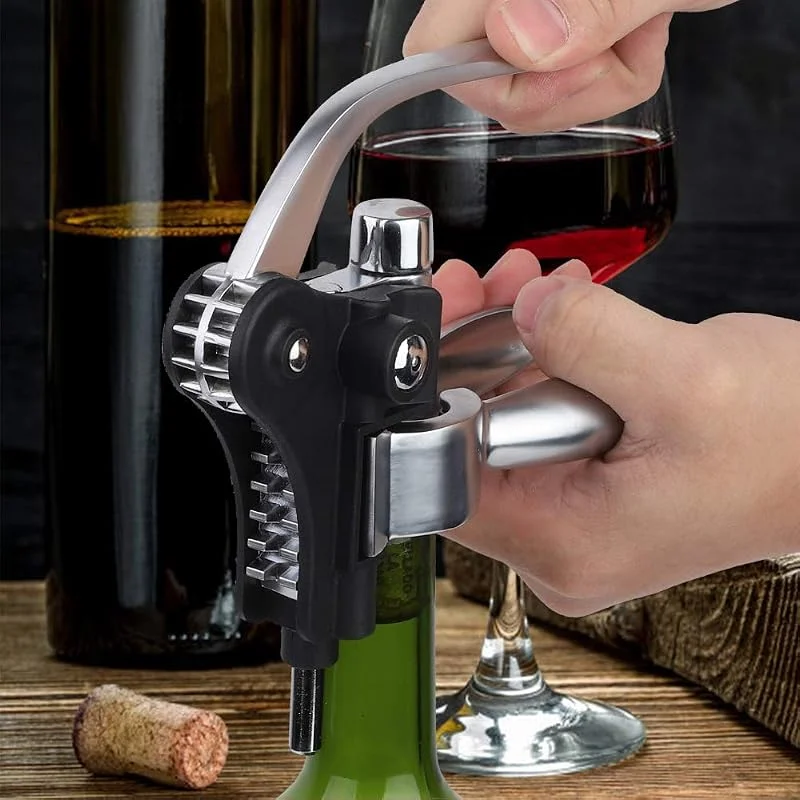 Visita la tienda de AYNEFY Abridor de Botellas de Vino, Sacacorchos de Mano Manual con Bomba de Palanca en Forma de Conejo, Diseño Vertical de Pie, Tornillo Antiadherente Y Fácil Extracción del Corcho sin Torsión, Aleación de — Vino y mesa festiva