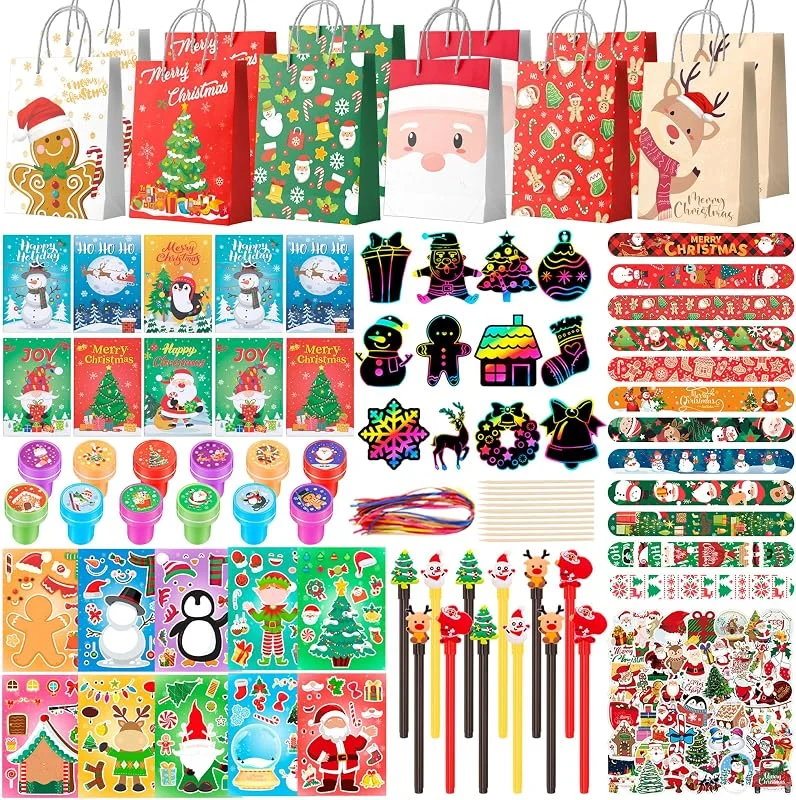Kaxulvoblig Set de Detalles de Navidad 134 Piezas con Bolsas de Regalo y Papelería — Envoltorio regalo