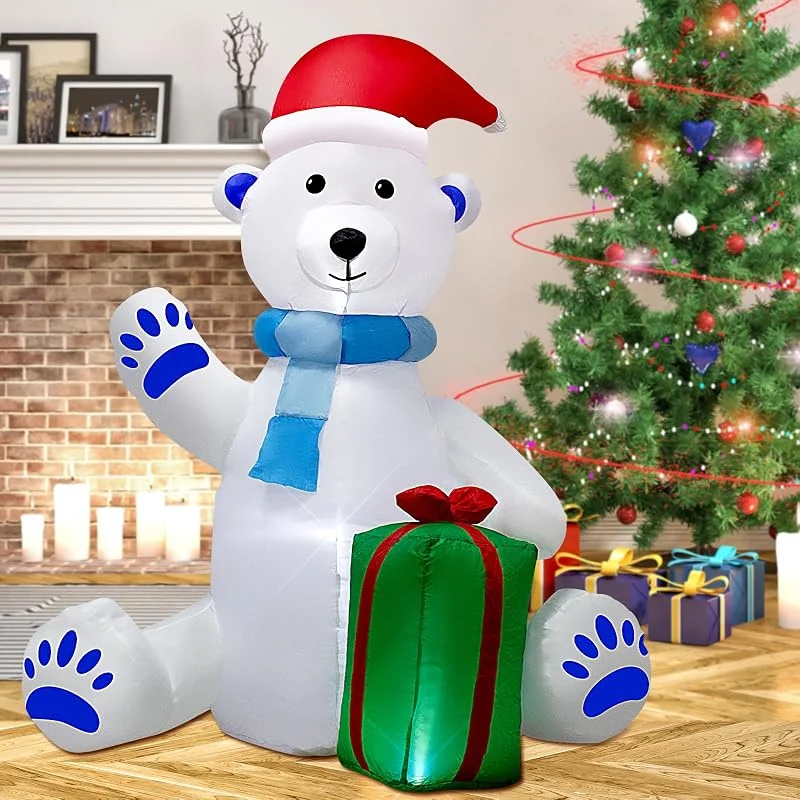 Ycolnaefllr Decoración Inflable de Navidad de 5FT: Navidad Inflable decoración Oso Polar, Luces LED integradas, decoración Inflable de Navidad Interior y Exterior — Decoracion Navidad