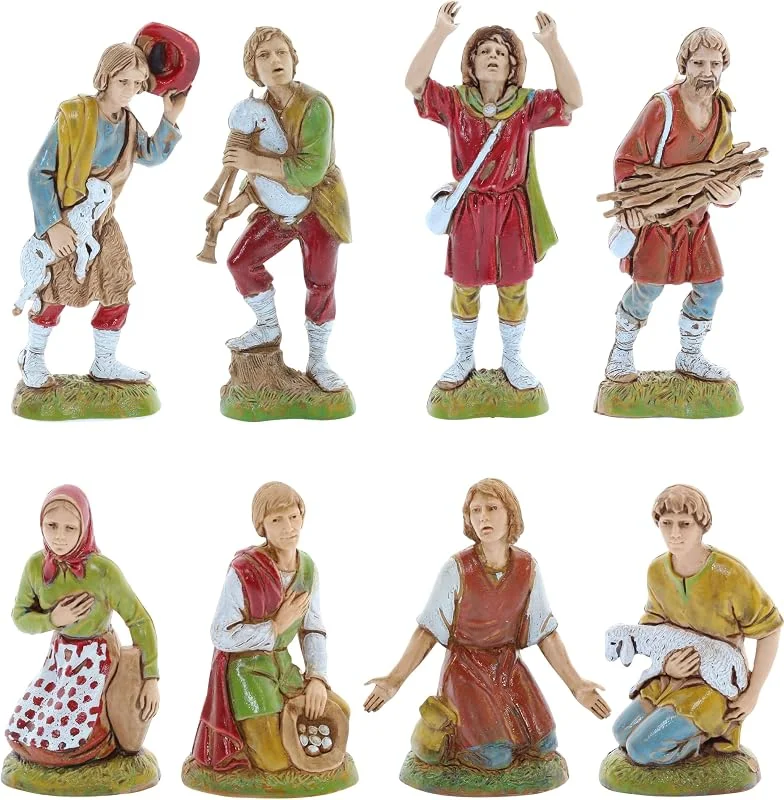 Visita la tienda de Moranduzzo Moranduzzo Conjunto de 8 Pastores para Belén de 10 Cm Escala 1:20 - Figuras de Belén Indestructibles - Estilo 700', Pintura Acabada a Mano, Producto Oficial, Escultor M. Landi — Decoracion Navidad