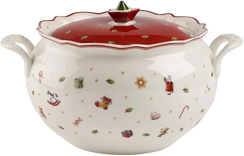 Villeroy & Boch 14-8585-2360 Tarrina Toy's Delight, para Navidad, 3 l, en Festivo Embalaje de Regalo, Porcelana, Blanco, Multicolor — Adviento y mesa