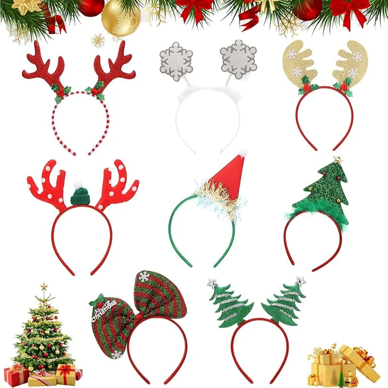 Visita la tienda de Makone Makone Diadema Navideña Disfraz de Reno Cintas Para el Cabello Elfos Sombreros de Fiesta Accesorios Regalos Para Vacaciones Navideñas (8PCS) — Ropa Navidad