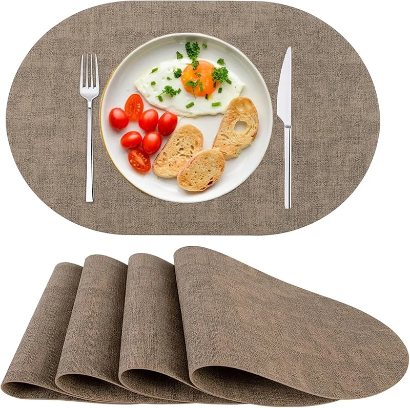 Visita la tienda de SPFASZEIV Manteles Individuales de Piel Sintética, Lavables, Resistentes al Calor, Antideslizantes, Tapetes de Mesa Juego de 4, para Mesa de Comedor, Cocina, Navidad Marrón — Hogar y cocina