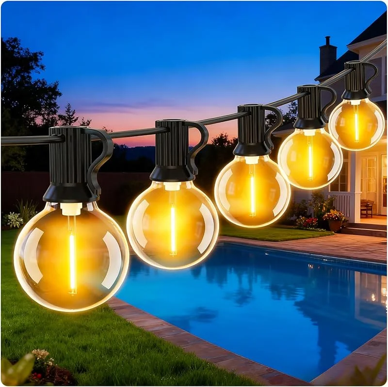 EVXFG Guirnalda Luces Exterior Jardin LED - 9M 30Ft Luces Exterior G40 Bombillas — Luces Navidad