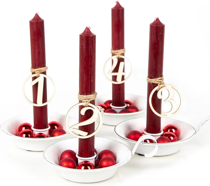 Visita la tienda de Logbuch-Verlag Logbuch-Verlag Corona de Adviento candelabro con velas rojas decoración de Navidad y números 1, 2, 3 4, listo para decorar como regalo — Adviento y mesa