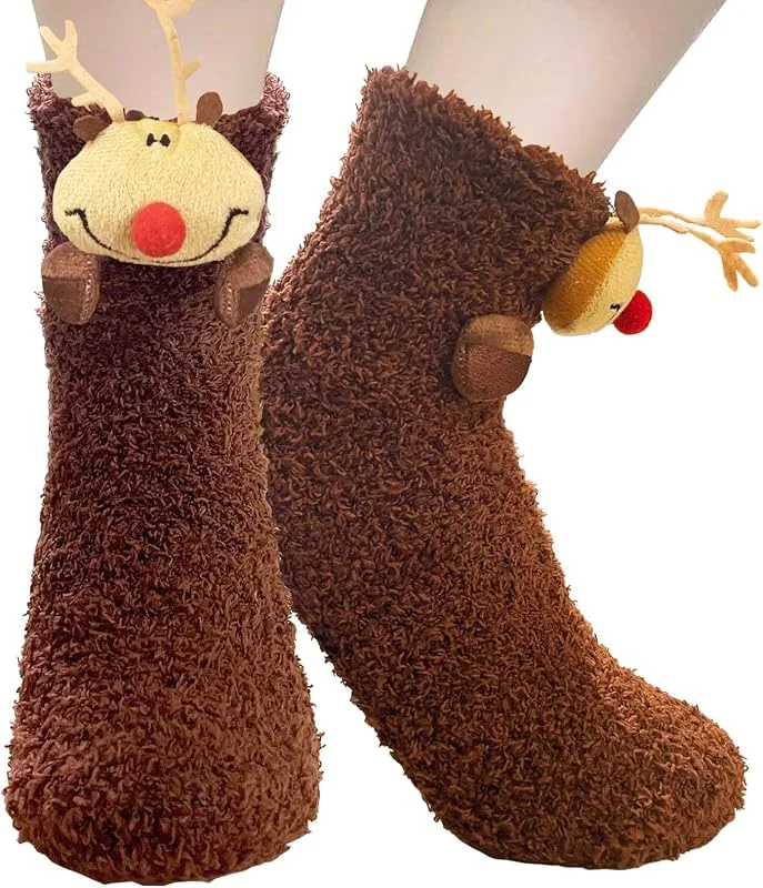 BINXWA Calcetines Térmicos Antideslizantes para Mujer - Divertidos y Originales con Caja de Regalo - Regalitos Navideños para Invierno — Decoracion Navidad