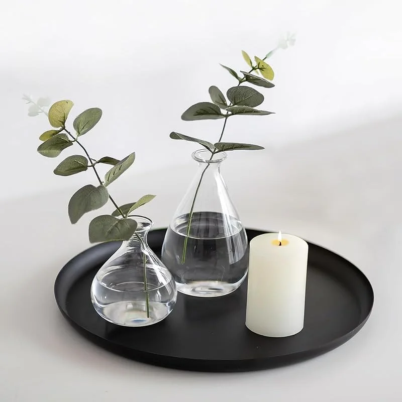 Visita la tienda de Sziqiqi Sziqiqi Bandeja Decorativa para Velas, 28cm Portavelas Negro para Velas de Pilar Candelero Redondo de Metal para Mesa de Café Organizador de Velas para Mesa de Comedor Cocina Baño — Cena a la luz de velas
