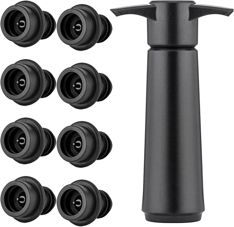 Yphzmtz 1 bomba de vacío para vino con 8 tapones de vacío, reutilizable para mantener el vino, la cerveza, el champán fresco — Vino y mesa festiva