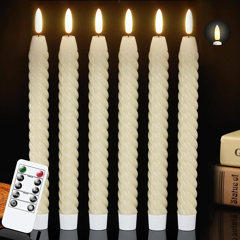 Sathychanpy 6 Piezas Velas LED, Velas LED cónicas sin Llama con Control, remotoVelas Led Efecto Llama, Velas Electricas a Pilas, para Decoración Navideña, Bodas y Fiesta — Cena a la luz de velas