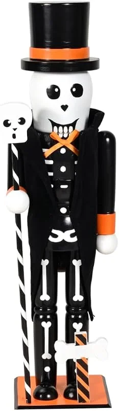 Bemonew Figuras de cascanueces, decoración de cascanueces de madera con temática de Halloween, color negro, 14.96 in, 38 cm — Decoracion Navidad