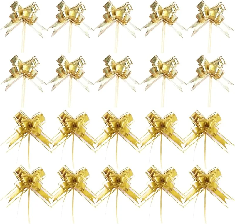 lokxmve 20 unidades de lazo de regalo con cinta de regalo, lazo de regalo, lazo grande y mediano, lazos decorativos para bolsas de azúcar, decoración de boda, Navidad, cumpleaños, envoltorio de regalo — Envoltorio regalo