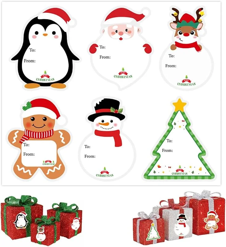 ARHZ 180 piezas Pegatinas Navideñas Etiquetas Pegatinas de etiquetas de Navidad, pegatinas de etiquetas de regalo autoadhesivas de Navidad etiquetas adhesivas de nombre de Navidad, pegatinas navidad — Envoltorio regalo