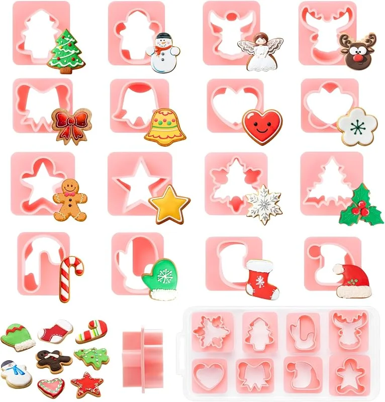 Visita la tienda de MELLIEX MELLIEX 8 Piezas Mini Moldes Galletas Navidad, Cortadores de Galletas Navidad de Plástico de Doble Cara Formas Bolachas Natal para Cookie Fondant Decoración de Pasteles — Hogar y cocina