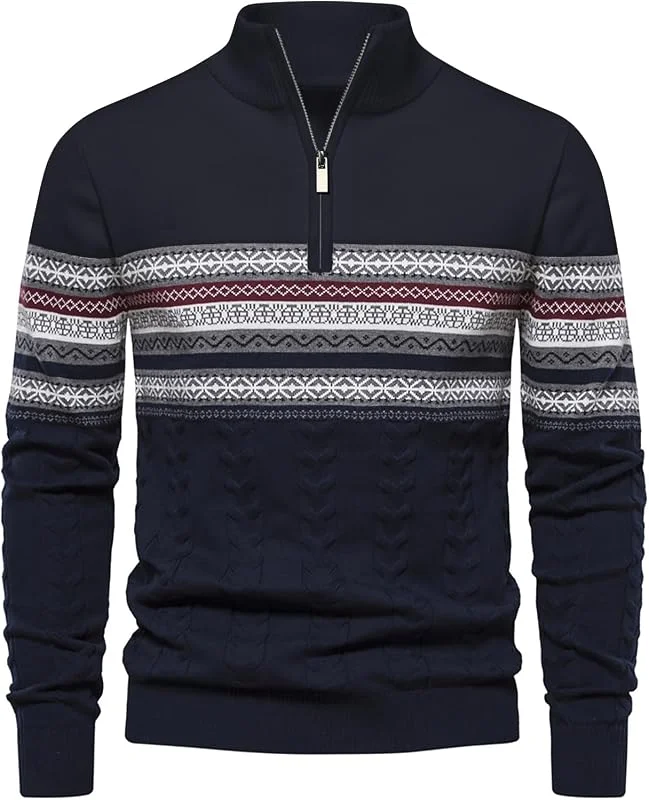 Visita la tienda de Genfien Genfien Jersey para Hombre Cuello Alto con Cremallera 100% algodón — Ropa Navidad