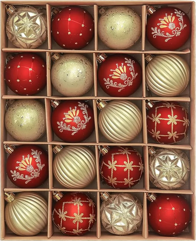 Visita la tienda de Valery Madelyn Valery Madelyn 20 Piezas de Joyería Navideña a Prueba de Rotura de 6 cm, Bola de Navidad Roja y Dorada de Lujo para la Decoración de árboles de Navidad — Decoracion Navidad