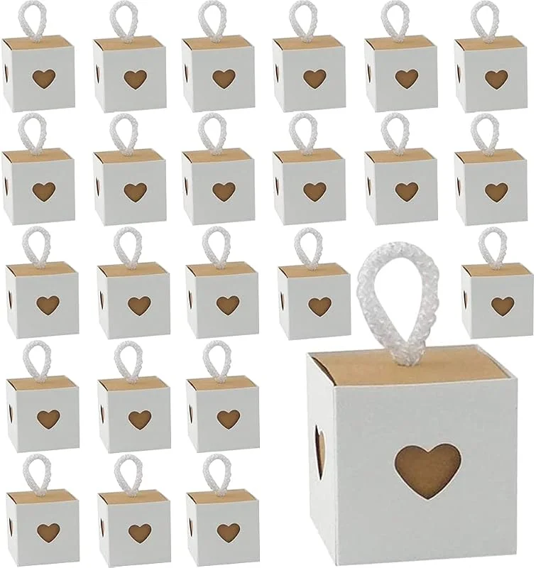 Aieraczy 30 Piezas Caja Papel Kraft, Cajitas de Carton para Chuches, Cajas de Favor Boda, Mini Pequeña Corazón Bricolaje Caja Kraft Regalo para Joyería, Festival Navidad, Cumpleaños, Baby Shower, Marrón — Envoltorio regalo