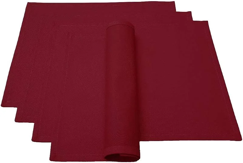 Lemos Home Juego de manteles Individuales, 4 Unidades, Aprox. 46 x 36 cm de algodón, Muchos Colores (Rojo Vino) — Hogar y cocina