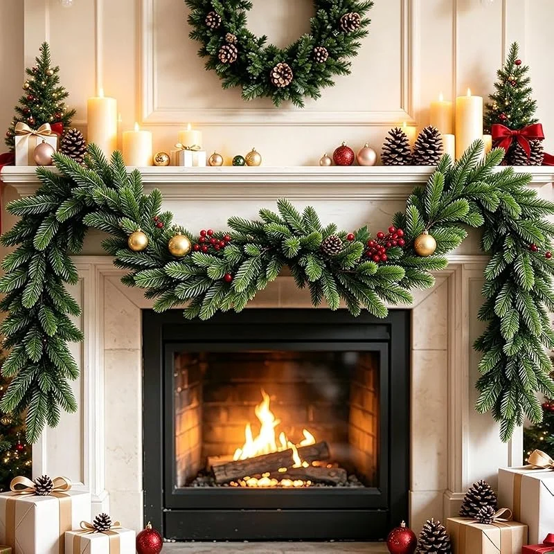 DAJASD Guirnalda De Abeto Artificial, 180 Cm, Guirnalda De Navidad — Decoracion Navidad