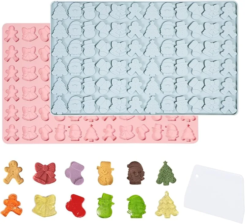 LUBOXIN 2 Piezas Molde de Silicona para Navidad, Molde de chocolate de Navidad, 72 Cavidades Moldes bombones con Raspador blanco para Tartas, Gelatina, Bombones, Cubitos de Hielo — Hogar y cocina