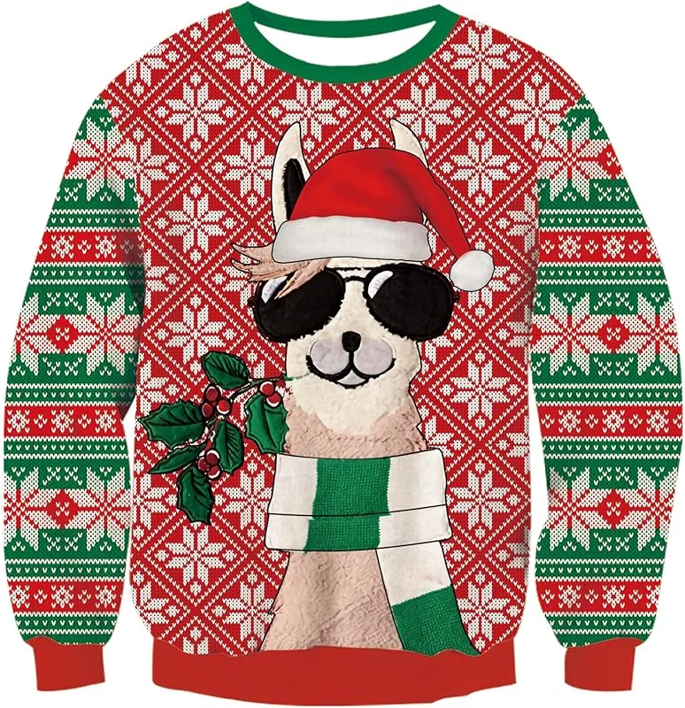 Kids4ever Niños Unisex Suéter de Navidad Jersey de Punto Reno Rudolph Prendas de Punto Cálido Manga Larga Cuello Redondo Navidad Punto Jersey Sudadera Top de Invierno para niños niñas 7-13 años — Ropa Navidad