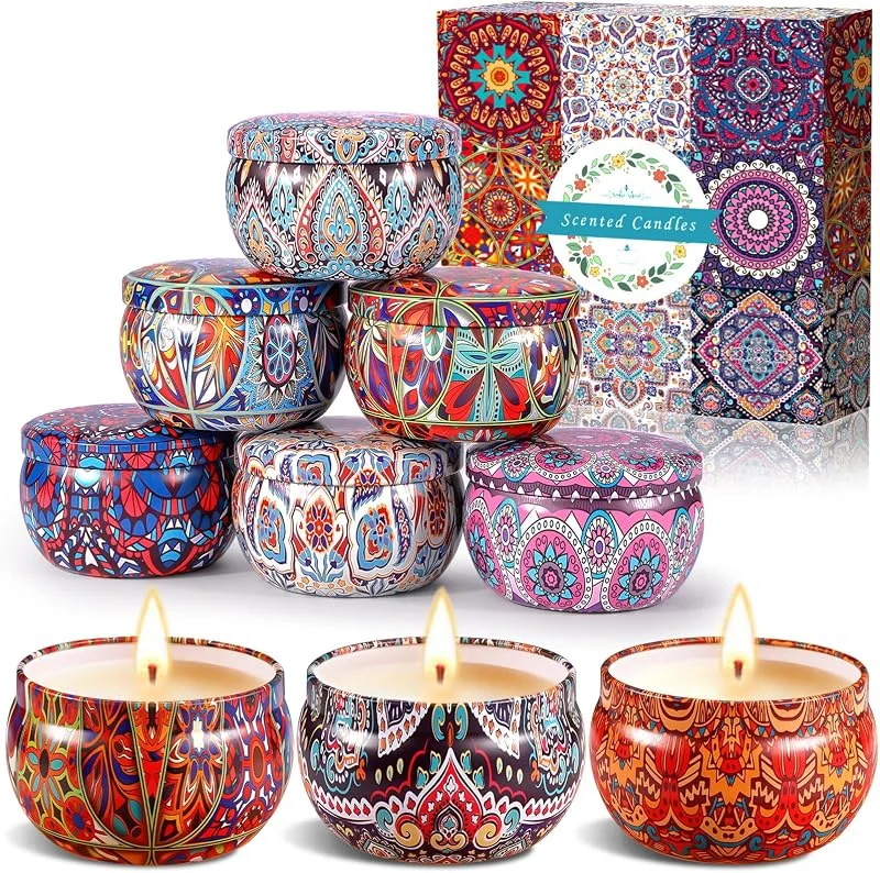 Amzeeniu Velas perfumadas Juego de regalo, 9 Piezas Velas Aromaticas Vela de Viaje Aromaterapia Cera de Soja Natural Vela Velas Decorativas para Boda Cumpleaños Día de San Valentín Yoga Baño Dormitorio — Cena a la luz de velas