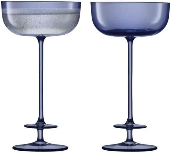 LSA International LSA Champagne Theatre - Juego de 2 platos de champán (210 ml), color azul — Vino y mesa festiva