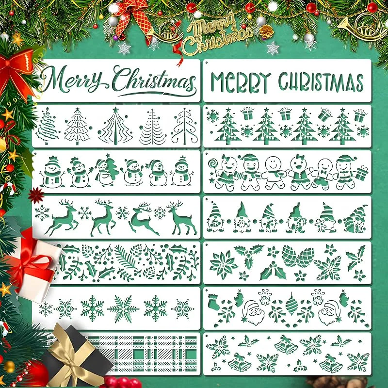 Pabbyeey Juego de 14 plantillas navideñas — Hogar y cocina
