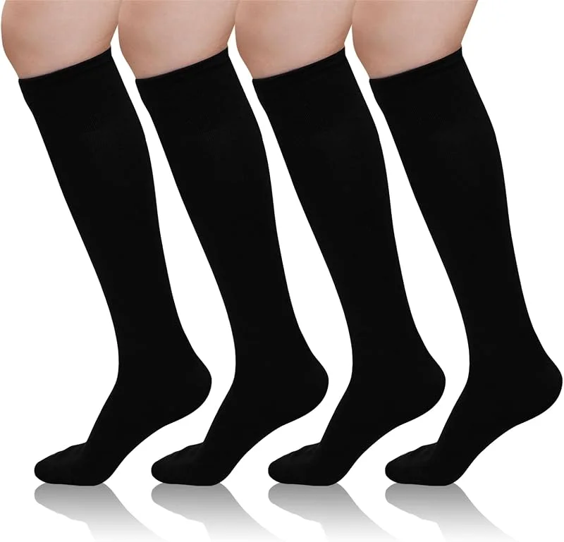 Visita la tienda de LOFIR LOFIR Calcetines Hasta la Rodilla Mujer: Medias Largos Invierno en Algodón Peinado Sin Goma Sin Costuras Confort Suaves y Transpirables para Falda Corta 4 Pares 35-46 — Ropa Navidad