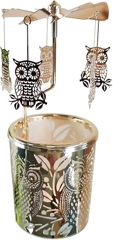kingnero Carrusel Vela Té Portavelas Giratorio Portavelas Giratorio Candelabro De Metal Molino De Viento Candelabro para Decoración del Hogar Regalo — Cena a la luz de velas