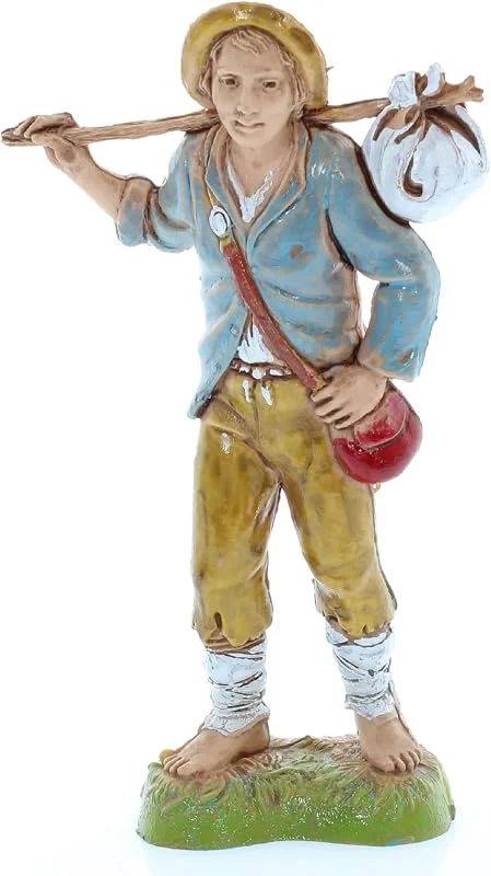 Visita la tienda de Moranduzzo Moranduzzo Joven con Fardo para Belén de 10 cm Escala 1:20 – Altura 9, 1 cm – Figura en Resina PVC, Irrompible, Estilo ‘700, Pintada a Mano, Escultor M. Landi — Decoracion Navidad