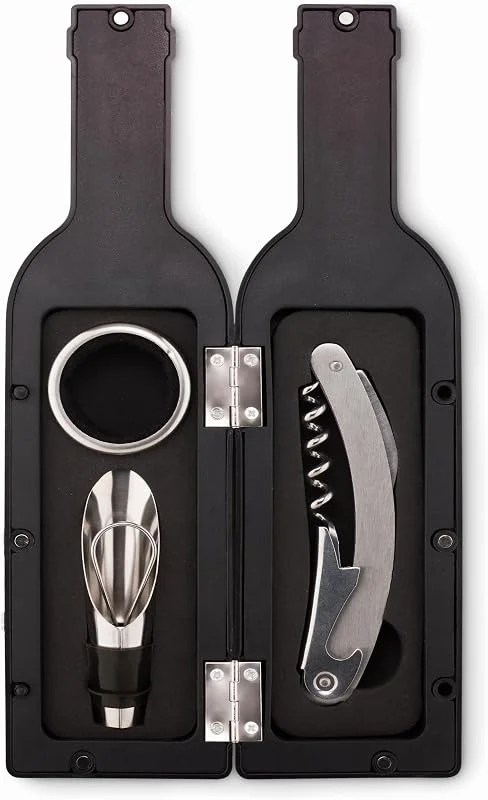 noTrash2003 Abrebotellas de vino de lujo, set de regalo – con cierre magnético en botellas de vino, sacacorchos, cuchillo de camarero, anillo de goteo y vertedor – Decoración para el hogar y la oficina idea de — Vino y mesa festiva