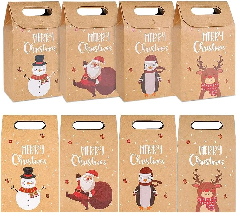 KAHEIGN 32 Piezas Kraft Cajas De Navidad Regalo, 4 Estilos Cajas De Papel Para Manualidades Reutilizables Para Regalos Galletas De Caramelo Envoltorio De Navidad (17.5 x 11 x 7cm) — Envoltorio regalo