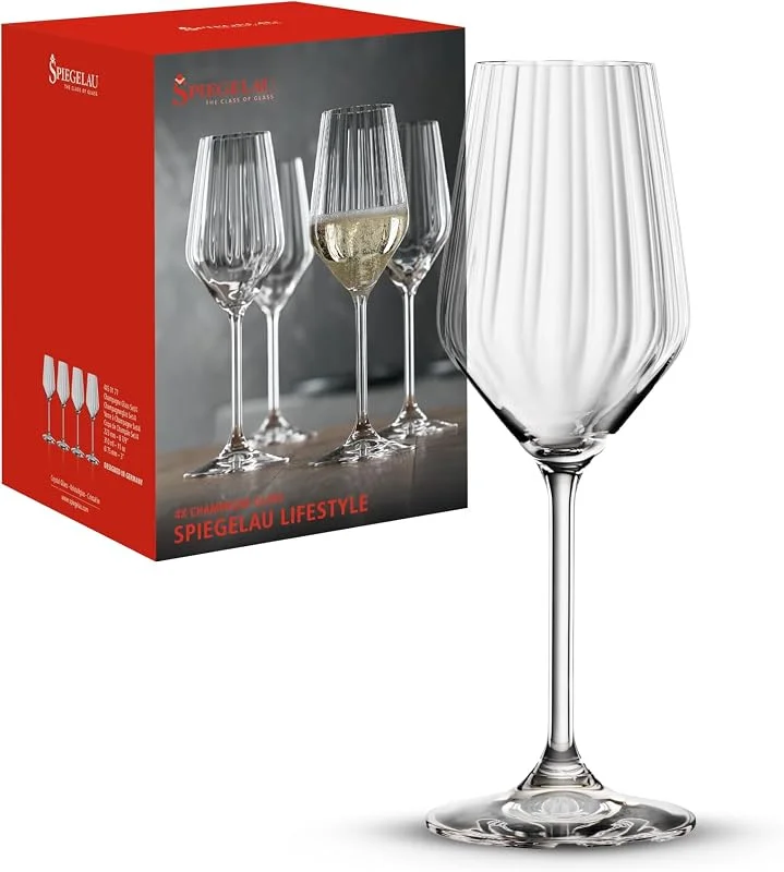 Spiegelau & Nachtmann 4450177 - Juego de 4 copas de champán (cristal, 310 ml) — Vino y mesa festiva