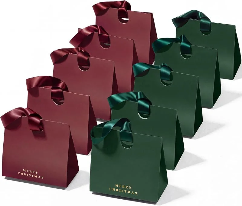 Visita la tienda de Vitalizart Vitalizart Verde y Rojo Pequeño Bolsas Regalo con asas cinta — Envoltorio regalo