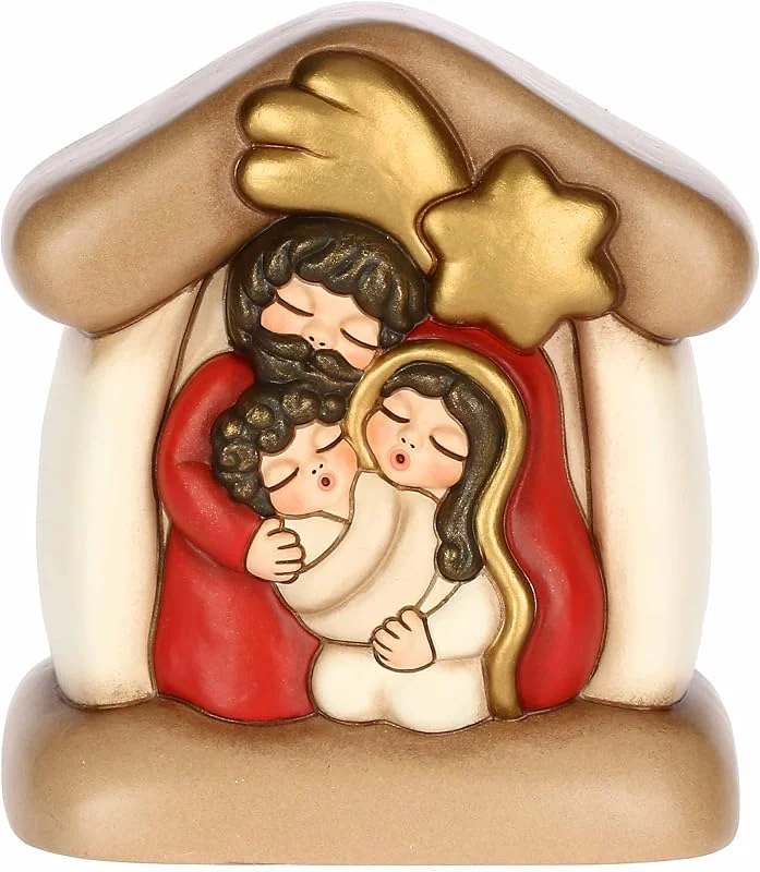 Visita la tienda de THUN THUN - Mini Pesebre con cabaña y Sagrada Familia de cerámica, 11, 7 x 9 cm, Altura 13 cm, colección Belén Clásico — Decoracion Navidad