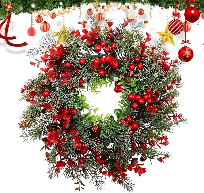 Genérico Corona Navideña para Puerta Guirnalda Navideña Hecha a Mano para Puerta — Decoracion Navidad