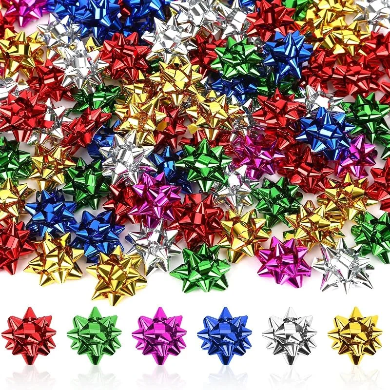 YUNHENTONG 60 Mini Lazos de Regalo Autoadhesivos, Lazos Metálicos para Navidad — Envoltorio regalo