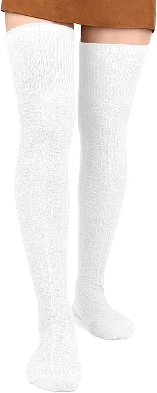 Visita la tienda de Moon Wood Moon Wood Calcetines Mujer Algodón Extra Largo Tejido Cálido Grueso Altos Sobre Rodilla Medias Compresión Calcetines Hasta Rodilla Calcetines Altos Sobre Muslo Botas Calentadores de Piernas — Ropa Navidad