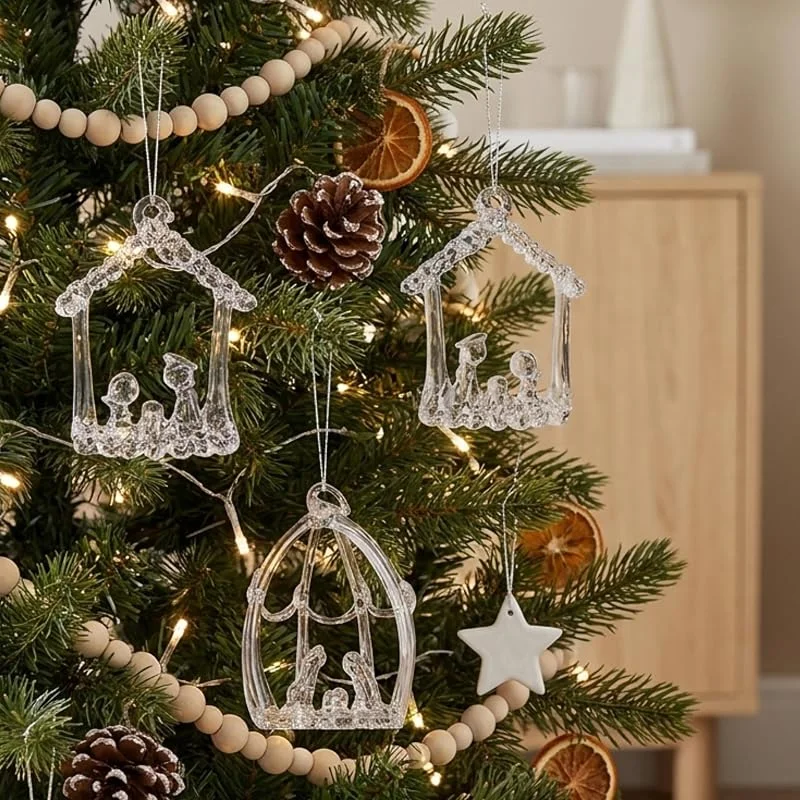 Toyland Juego de Tres Colgantes de Cristal Natividad árbol de Navidad Decoraciones — Decoracion Navidad