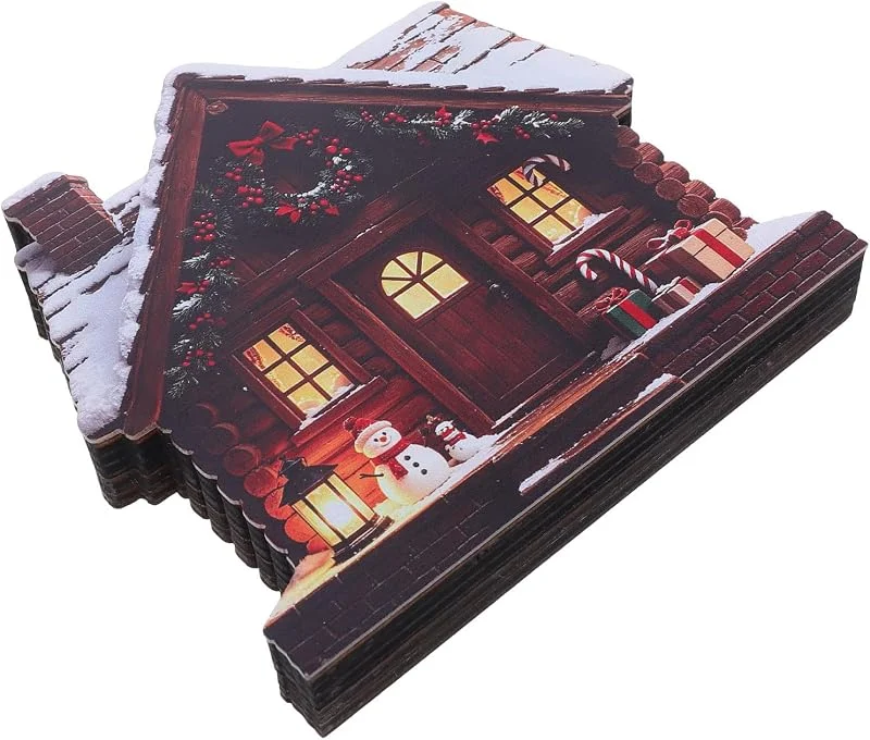 PRETYZOOM Madera y Acrílico Casa Miniatura Navideña Luces para Bonsái — Decoracion Navidad