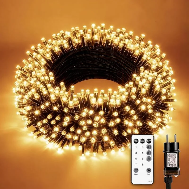 Sanweyter 30M Luces Arbol Navidad, 300LEDS Luces de Navidad Exterior Interior con Control Remoto, Blanco Cálido Guirnalda Luminosas Decoracion con 8 Modos para Jardín Boda Fiesta Casa Árbol — Luces Navidad