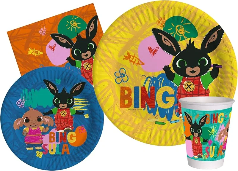 Visita la tienda de Ciao Kit Vajilla de Fiesta Bing Sketch para 24 personas (112 pcs: 24 platos Ø23cm, 24 platos Ø18cm, 24 vasos 250ml, 40 servilletas 33x33cm) de papel compostable eco-friendly — Cena a la luz de velas