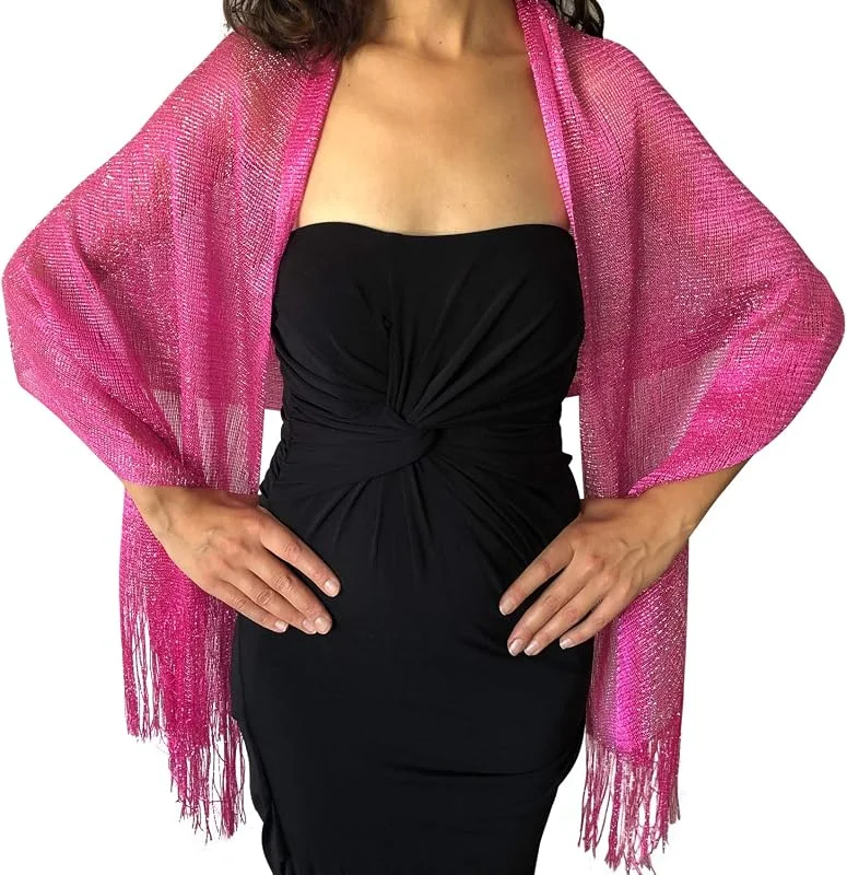 Central Chic Womens Shimmer Shawl Sparkly Scarf Wrap Weddings Bridal Proms Parties Balls — Ropa Navidad