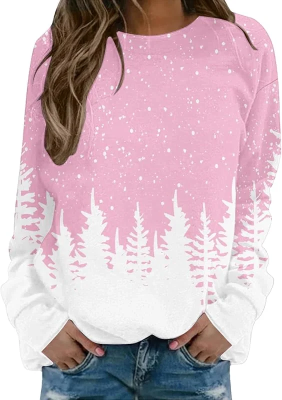 Generic HUIFUAO Sudaderas de Navidad para mujer, suéter de Navidad para mujer, suéter de Navidad para mujer, suéter de manga larga para mujer, rosa, XXL — Ropa Navidad