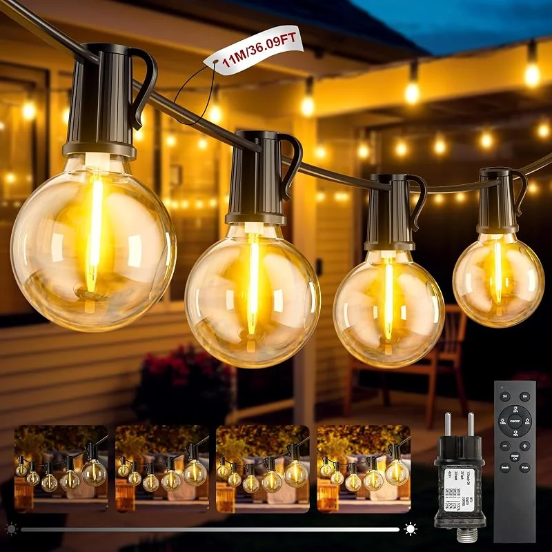 FIFlying Guirnalda Luces Exterior, 11M, 36Ft Guirnaldas de Luces Exterior con Enchufe — Luces Navidad