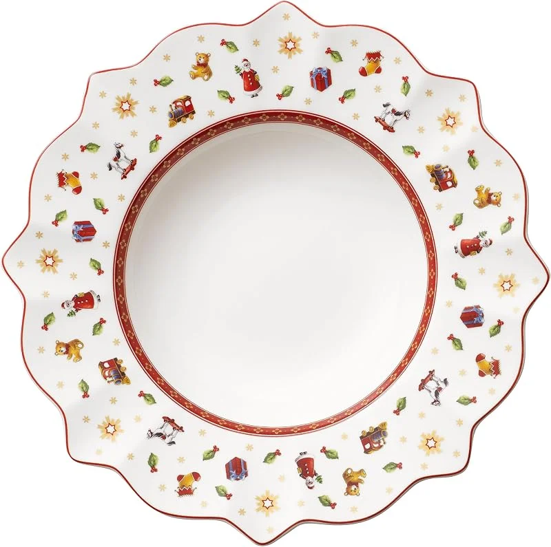 Villeroy & Boch – Toy's Delight Plato Hondo Rojo y Blanco, Apto para Microondas, Plato Sopa Navidad, Vajilla Navidad Toys, Plato Navideño, Cuenco Sopa, Bol de Sopa, Premium Porcelain — Adviento y mesa