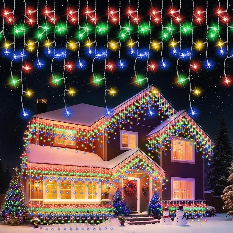 Buudala Luces de Navidad Exterior, 16+5M 500LEDs, Cortina Luces Navidad Exterior con 8 Modos y Temporizador, IP65 Impermeable, Decoracion Natal para Fiestas, Bodas, Festivales, Balcon, Alero, escalera
