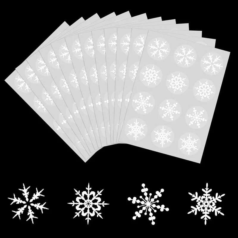 Visita la tienda de Becellen Becellen 12 Hojas Navidad Pegatinas Copos de Nieve Redondas Adhesivas Etiquetas Pegatina para Regalos Decoración — Envoltorio regalo