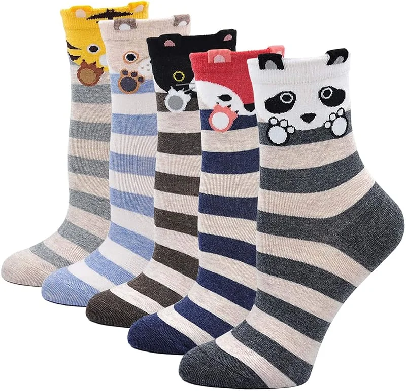 Visita la tienda de LOFIR LOFIR Calcetines Divertidos de Algodón para Mujer Con Dibujos de Animal Perro Gato, Vistosos, de Invierno, Talla 35-41, 5 Pares — Ropa Navidad