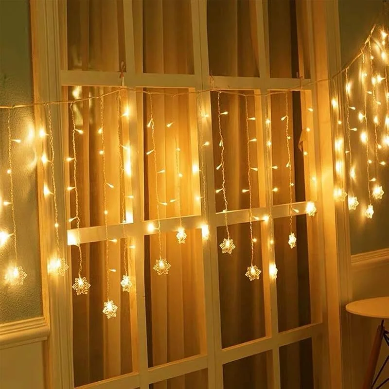 Visita la tienda de Klighten Klighten Cortina de Luces LED Decoración, 3.5 * 0.65M 96 LEDs Cortinas de Luz Impermeable, 8 Modos de Luz Perfecto Fiestas, Bodas, Casa, Jardín, Decoración Navidad, Blanco Cálido — Luces Navidad